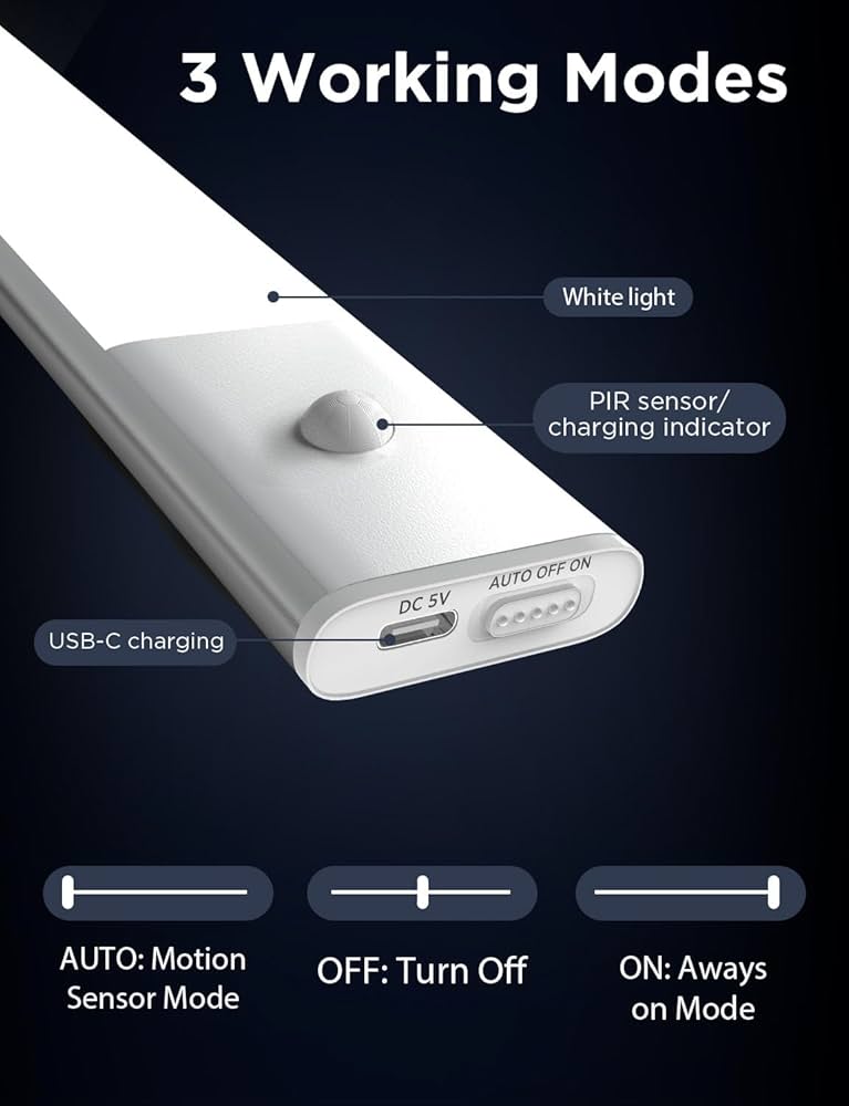 Under Cabinet Lighting Wireless Rechargeable, Motion Sensor